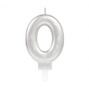 Silver Sparkles Number 0 Age Candle 